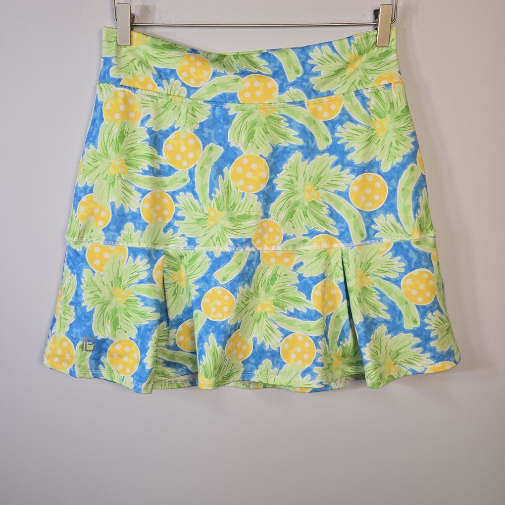 Pickleball Belle Drop Pleat Skort Palms Size 4 18-22 Inner Shorts Golf Tennis